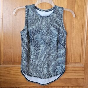 Lululemon High Neck Split Hem Run Tank Women 4 Dimensional Icing Blue Activewear